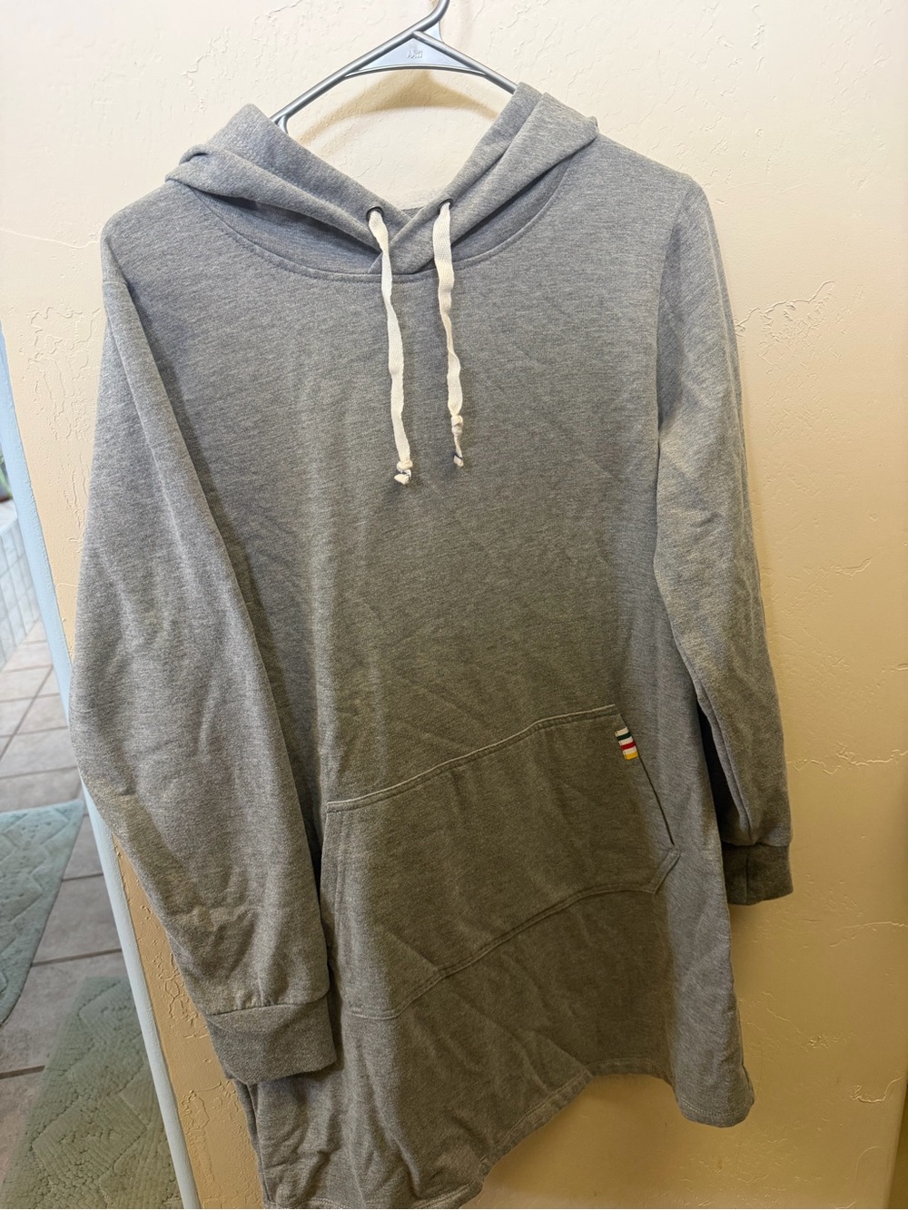 Pendleton Gray Hooded Sweatshirt Dress Tunic Pullover Size Large